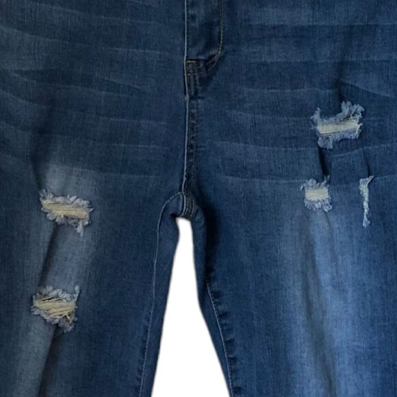 Most Wanted High Rise Slim Straight Leg Distressed  Denim Jeans Junior's Size 11 - Picture 7 of 13